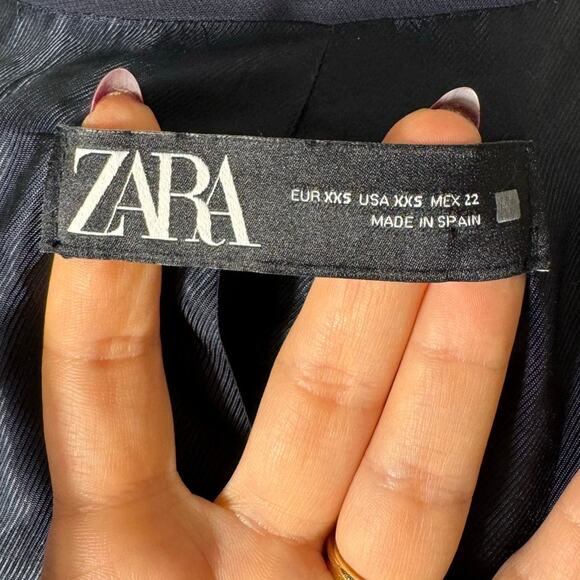 Zara Navy Blue Oversized Blazer Jacket XXS - Picture 6 of 6